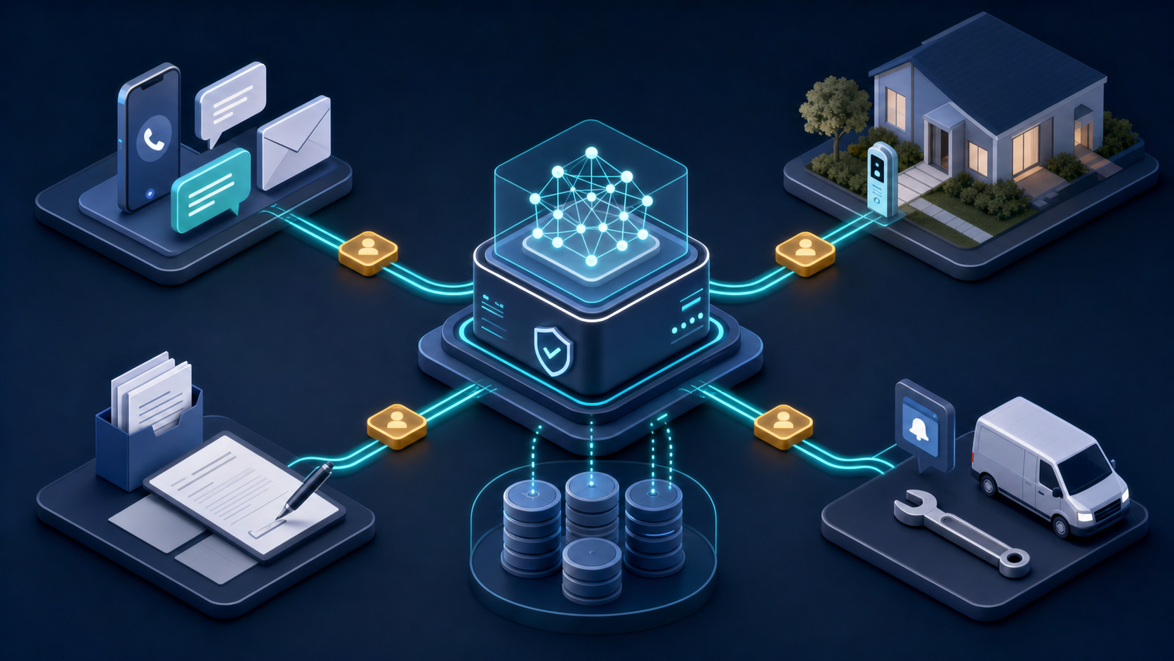 Diagram representing an AI-powered real estate operating ecosystem